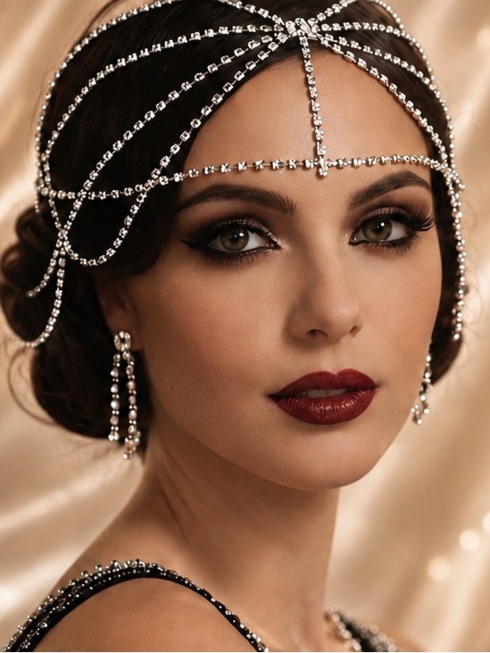 Rhinestone Gatsby Headpiece Crystal Flapper Hair Chain Headband